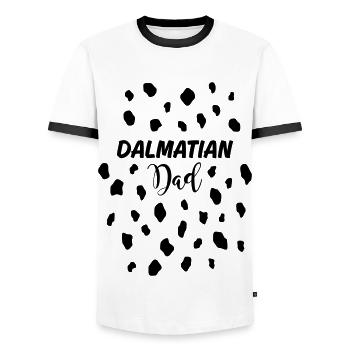 Dalmatian Dad - Dalmatiner Papa Dalmatinerpunkte - Männer Kontrast-T-Shirt - Weiß/Schwarz - Vorne - AI Model Female 172 light (172cm) & AI Model Male 178 dark (178cm)
