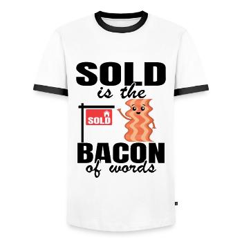 Sold Is The Bacon Of Words Funny Real Estate - Men's Ringer Shirt - white/black - Front - AI Model Female 172 light (172cm) & AI Model Male 178 dark (178cm)