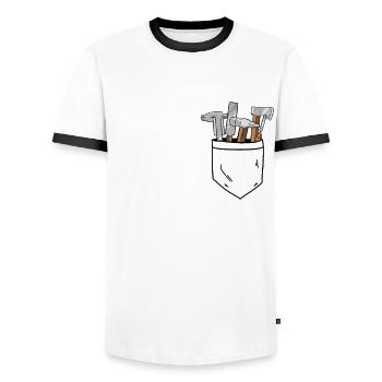 Woodworking Tools Fake Pocket Carpenter Gift Funny - Men's Ringer Shirt - white/black - Front - AI Model Female 172 light (172cm) & AI Model Male 178 dark (178cm)