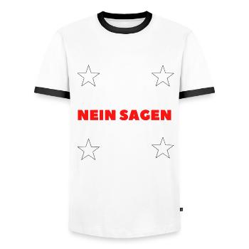 Ich muss nicht NEIN sagen ich bin OPA - Männer Kontrast-T-Shirt - Weiß/Schwarz - Vorne - AI Model Female 172 light (172cm) & AI Model Male 178 dark (178cm)