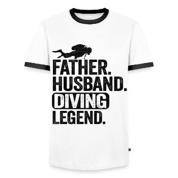 Father Husband Diving Legend Scuba Diving Dad Gift - Men's Ringer Shirt - white/black - Front - AI Model Female 172 light (172cm) & AI Model Male 178 dark (178cm)