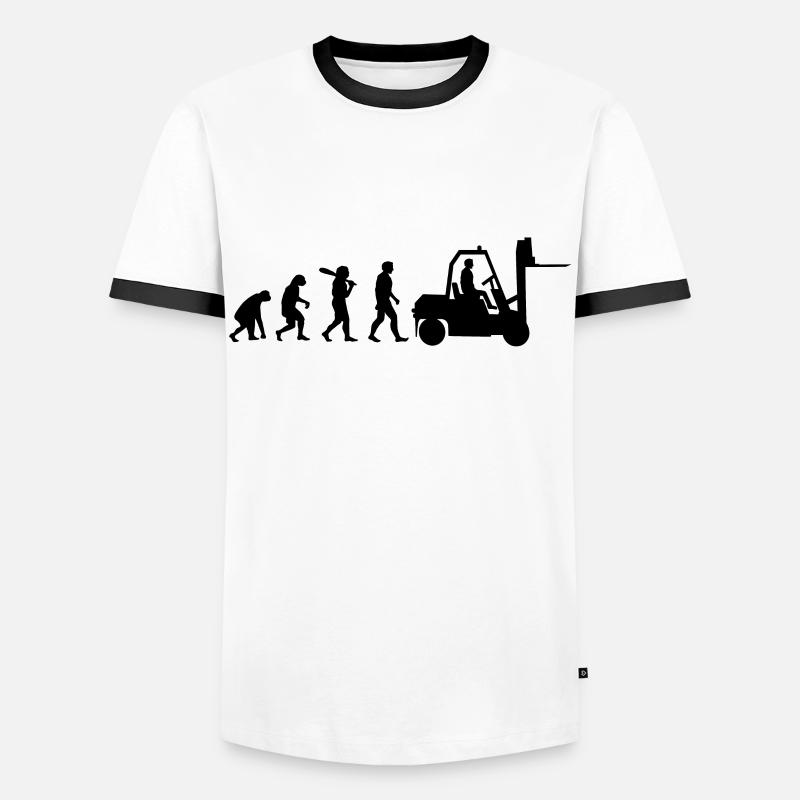 Gabelstapler Evolution Staplerfahrer Geschenk - Männer Kontrast-T-Shirt - Weiß/Schwarz