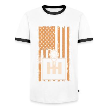 Car manual transmission gear shift - Men's Ringer Shirt - white/black - Front - AI Model Female 172 light (172cm) & AI Model Male 178 dark (178cm)