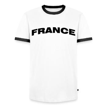 Frankreich - Männer Kontrast-T-Shirt - Weiß/Schwarz - Vorne - AI Model Female 172 light (172cm) & AI Model Male 178 dark (178cm)