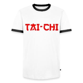 Tai Chi Teacher Tai Chi Fighter - Men's Ringer Shirt - white/black - Front - AI Model Female 172 light (172cm) & AI Model Male 178 dark (178cm)