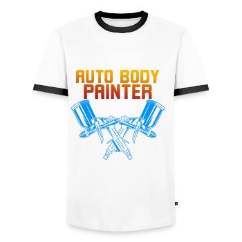 Car Painter Spray Gun - Men's Ringer Shirt - white/black - Front - AI Model Female 172 light (172cm) & AI Model Male 178 dark (178cm)