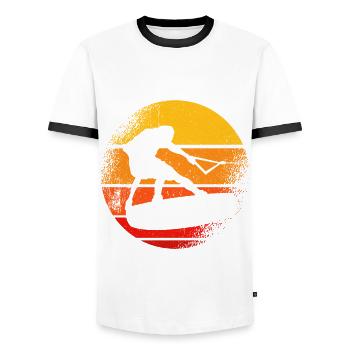 Wakeboard Wakeboarding - Men's Ringer Shirt - white/black - Front - AI Model Female 172 light (172cm) & AI Model Male 178 dark (178cm)