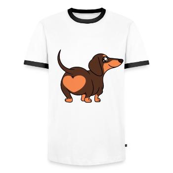 Dackel-Hintern Der Dackelflüsterer - Männer Kontrast-T-Shirt - Weiß/Schwarz - Vorne - AI Model Female 172 light (172cm) & AI Model Male 178 dark (178cm)