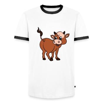Cow's butt The Cow Whisperer - Men's Ringer Shirt - white/black - Front - AI Model Female 172 light (172cm) & AI Model Male 178 dark (178cm)