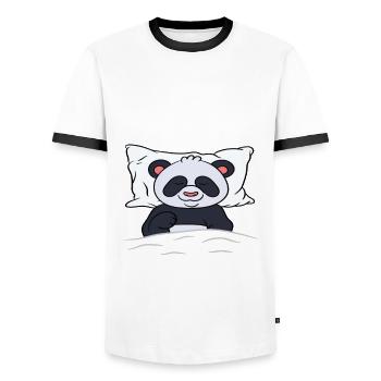 Lass Mich Schlafen Panda - Männer Kontrast-T-Shirt - Weiß/Schwarz - Vorne - AI Model Female 172 light (172cm) & AI Model Male 178 dark (178cm)