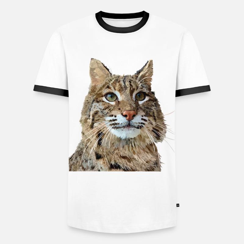 Luchs - Männer Kontrast-T-Shirt - Weiß/Schwarz