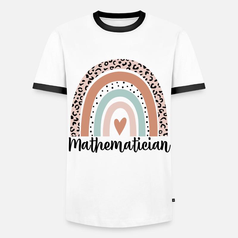 Mathematician Rainbow Leopard Funny Mathematician - Men's Ringer Shirt - white/black