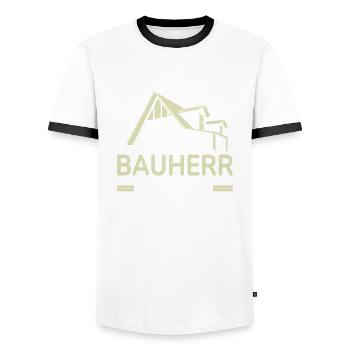 Armer Bauherr mein letztes Hemd Hausbau Richtfest - Männer Kontrast-T-Shirt - Weiß/Schwarz - Vorne - AI Model Female 172 light (172cm) & AI Model Male 178 dark (178cm)