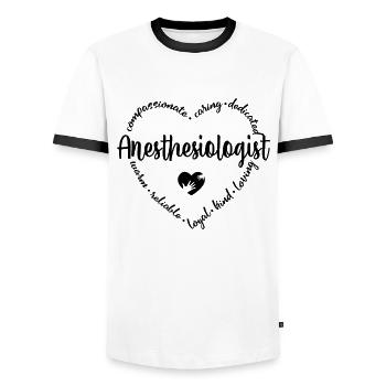 Anesthésiste - T-shirt contrasté Homme - blanc/noir - Devant - AI Model Female 172 light (172cm) & AI Model Male 178 dark (178cm)