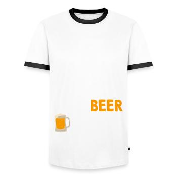 Bière de clarinette basse, c’est pourquoi je suis ici - T-shirt contrasté Homme - blanc/noir - Devant - AI Model Female 172 light (172cm) & AI Model Male 178 dark (178cm)