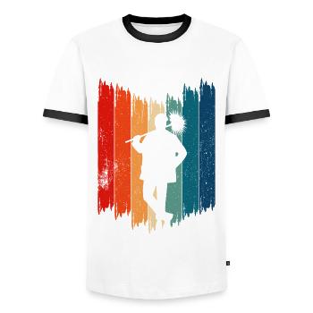 Ramoneur Rétro Ramoneur - T-shirt contrasté Homme - blanc/noir - Devant - AI Model Female 172 light (172cm) & AI Model Male 178 dark (178cm)