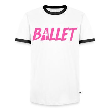 Danseur de ballet Le ballet comme un sport - T-shirt contrasté Homme - blanc/noir - Devant - AI Model Female 172 light (172cm) & AI Model Male 178 dark (178cm)