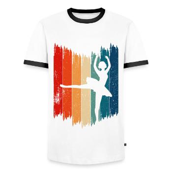 Ballet Dancer Retro Ballet Dancer - Men's Ringer Shirt - white/black - Front - AI Model Female 172 light (172cm) & AI Model Male 178 dark (178cm)