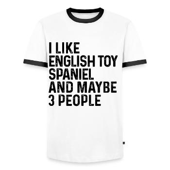 J’aime l’épagneul jouet anglais et peut-être le chien de 3 personnes - T-shirt contrasté Homme - blanc/noir - Devant - AI Model Female 172 light (172cm) & AI Model Male 178 dark (178cm)