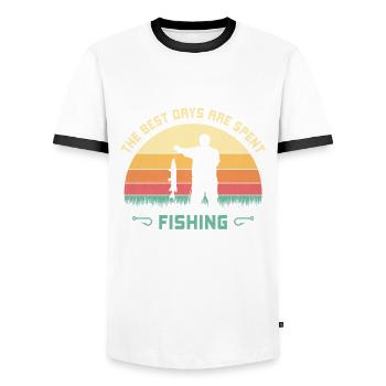 The best days are for fishing there anglers say - Men's Ringer Shirt - white/black - Front - AI Model Female 172 light (172cm) & AI Model Male 178 dark (178cm)
