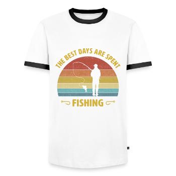 The best days are for fishing there anglers say - Men's Ringer Shirt - white/black - Front - AI Model Female 172 light (172cm) & AI Model Male 178 dark (178cm)