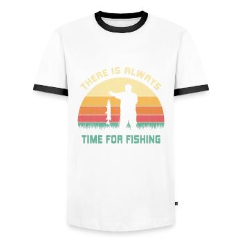 Il est toujours temps de pêcher le dicton du pêcheur pêcheur - T-shirt contrasté Homme - blanc/noir - Devant - AI Model Female 172 light (172cm) & AI Model Male 178 dark (178cm)