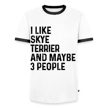 Ich mag Skye Terrier und vielleicht 3 Personen Hundeliebhaber - Männer Kontrast-T-Shirt - Weiß/Schwarz - Vorne - AI Model Female 172 light (172cm) & AI Model Male 178 dark (178cm)