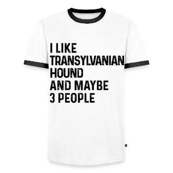 I Like Transylvanian Hound And Maybe 3 People Dog - Men's Ringer Shirt - white/black - Front - AI Model Female 172 light (172cm) & AI Model Male 178 dark (178cm)
