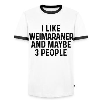Ich mag Weimaraner und vielleicht 3 Personen Hundeliebhaber - Männer Kontrast-T-Shirt - Weiß/Schwarz - Vorne - AI Model Female 172 light (172cm) & AI Model Male 178 dark (178cm)