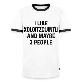 I Like Xoloitzcuintli And Maybe 3 People Dog Lover - Men's Ringer Shirt - white/black - Front - AI Model Female 172 light (172cm) & AI Model Male 178 dark (178cm)