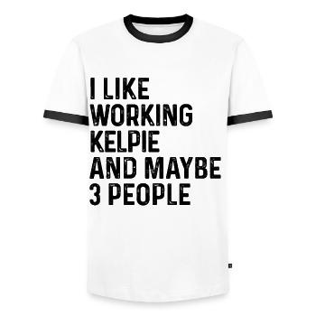 I Like Working Kelpie And Maybe 3 People Dog Lover - Men's Ringer Shirt - white/black - Front - AI Model Female 172 light (172cm) & AI Model Male 178 dark (178cm)