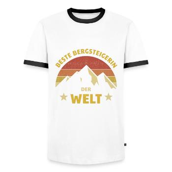 Meilleur grimpeur dans le monde Mountaineer Design - T-shirt contrasté Homme - blanc/noir - Devant - AI Model Female 172 light (172cm) & AI Model Male 178 dark (178cm)
