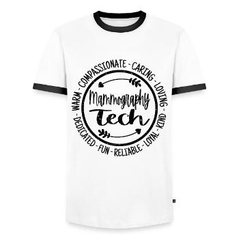 Technologie de mammographie - T-shirt contrasté Homme - blanc/noir - Devant - AI Model Female 172 light (172cm) & AI Model Male 178 dark (178cm)