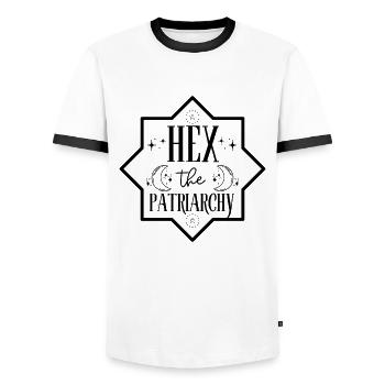Hex Le Patriarcat - T-shirt contrasté Homme - blanc/noir - Devant - AI Model Female 172 light (172cm) & AI Model Male 178 dark (178cm)