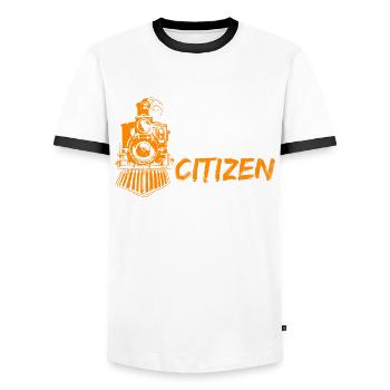 Model Railroad Citizen At Your Service - Männer Kontrast-T-Shirt - Weiß/Schwarz - Vorne - AI Model Female 172 light (172cm) & AI Model Male 178 dark (178cm)
