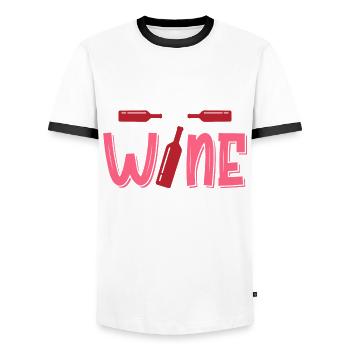 La vie est meilleure dans la vinification - T-shirt contrasté Homme - blanc/noir - Devant - AI Model Female 172 light (172cm) & AI Model Male 178 dark (178cm)