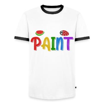 Je collectionne, cache, trouve et peins des roches - T-shirt contrasté Homme - blanc/noir - Devant - AI Model Female 172 light (172cm) & AI Model Male 178 dark (178cm)
