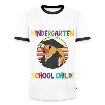 Au revoir la maternelle, je suis un écolier maintenant ! - T-shirt contrasté Homme - blanc/noir - Devant - AI Model Female 172 light (172cm) & AI Model Male 178 dark (178cm)