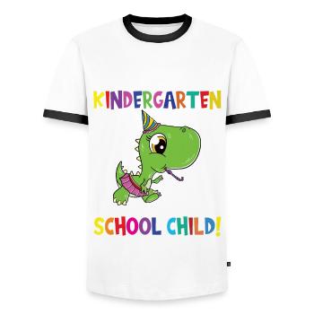 Au revoir la maternelle, je suis un écolier maintenant ! - T-shirt contrasté Homme - blanc/noir - Devant - AI Model Female 172 light (172cm) & AI Model Male 178 dark (178cm)