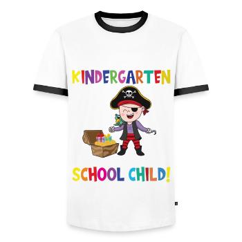 Au revoir la maternelle, je suis un écolier maintenant ! - T-shirt contrasté Homme - blanc/noir - Devant - AI Model Female 172 light (172cm) & AI Model Male 178 dark (178cm)