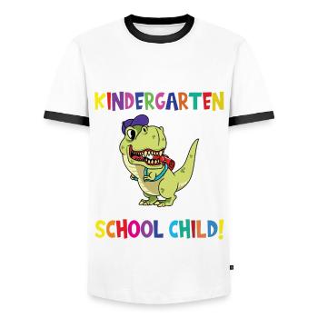 Au revoir la maternelle, je suis un écolier maintenant ! - T-shirt contrasté Homme - blanc/noir - Devant - AI Model Female 172 light (172cm) & AI Model Male 178 dark (178cm)
