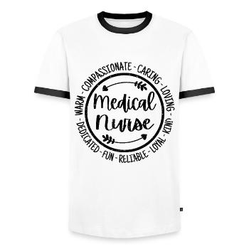 Medizinische Krankenschwester Life Nursing Squad Wertschätzung - Männer Kontrast-T-Shirt - Weiß/Schwarz - Vorne - AI Model Female 172 light (172cm) & AI Model Male 178 dark (178cm)