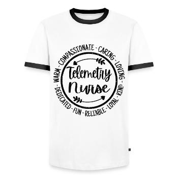 Telemetrie Krankenschwester Leben Krankenpflege Squad Wertschätzung - Männer Kontrast-T-Shirt - Weiß/Schwarz - Vorne - AI Model Female 172 light (172cm) & AI Model Male 178 dark (178cm)