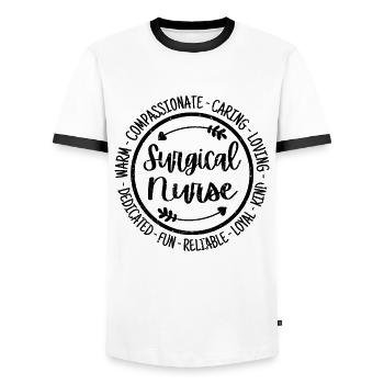 Surgical Nurse Life Nursing Squad Appreciation - Men's Ringer Shirt - white/black - Front - AI Model Female 172 light (172cm) & AI Model Male 178 dark (178cm)