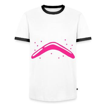 La vie est meilleure avec un boomerang - T-shirt contrasté Homme - blanc/noir - Devant - AI Model Female 172 light (172cm) & AI Model Male 178 dark (178cm)