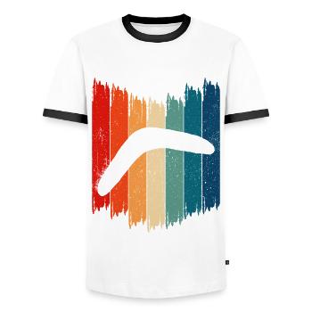 Vintage Boomerang Rétro Boomerang - T-shirt contrasté Homme - blanc/noir - Devant - AI Model Female 172 light (172cm) & AI Model Male 178 dark (178cm)