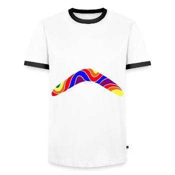 Boomerang m’appelle et je dois partir - T-shirt contrasté Homme - blanc/noir - Devant - AI Model Female 172 light (172cm) & AI Model Male 178 dark (178cm)