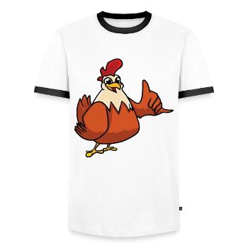 Des poulets pour tous - T-shirt contrasté Homme - blanc/noir - Devant - AI Model Female 172 light (172cm) & AI Model Male 178 dark (178cm)