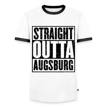 Straight Outta Augsburg - Men's Ringer Shirt - white/black - Front - AI Model Female 172 light (172cm) & AI Model Male 178 dark (178cm)