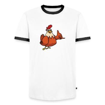 Mon poulet appelle et je dois partir - T-shirt contrasté Homme - blanc/noir - Devant - AI Model Female 172 light (172cm) & AI Model Male 178 dark (178cm)